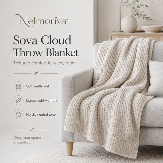 Nelmoriva™ Sova Cloud Waffle-Knit Throw Blanket - Lightweight Textured Sofa & Bed Blanket
