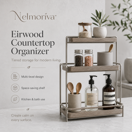 Nelmoriva™ Eirwood Multi-Level Countertop Organizer - Modern Kitchen & Bathroom Storage Shelf
