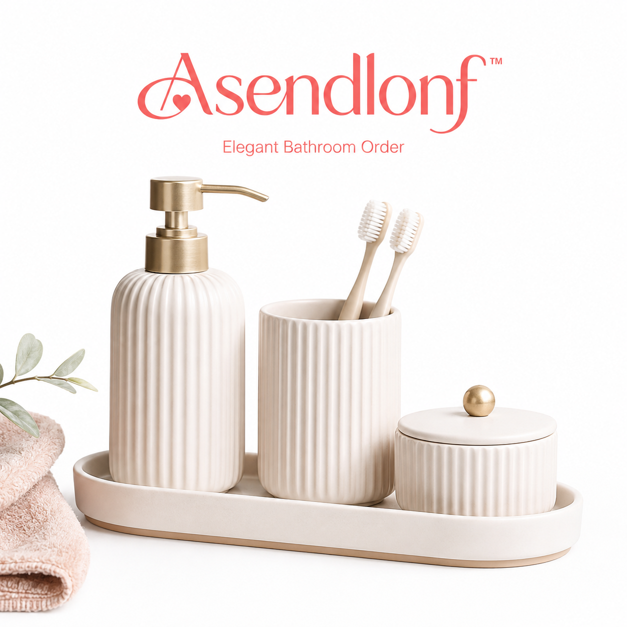 Asendlonf™ Minimalist Ceramic Bathroom Organizer Set